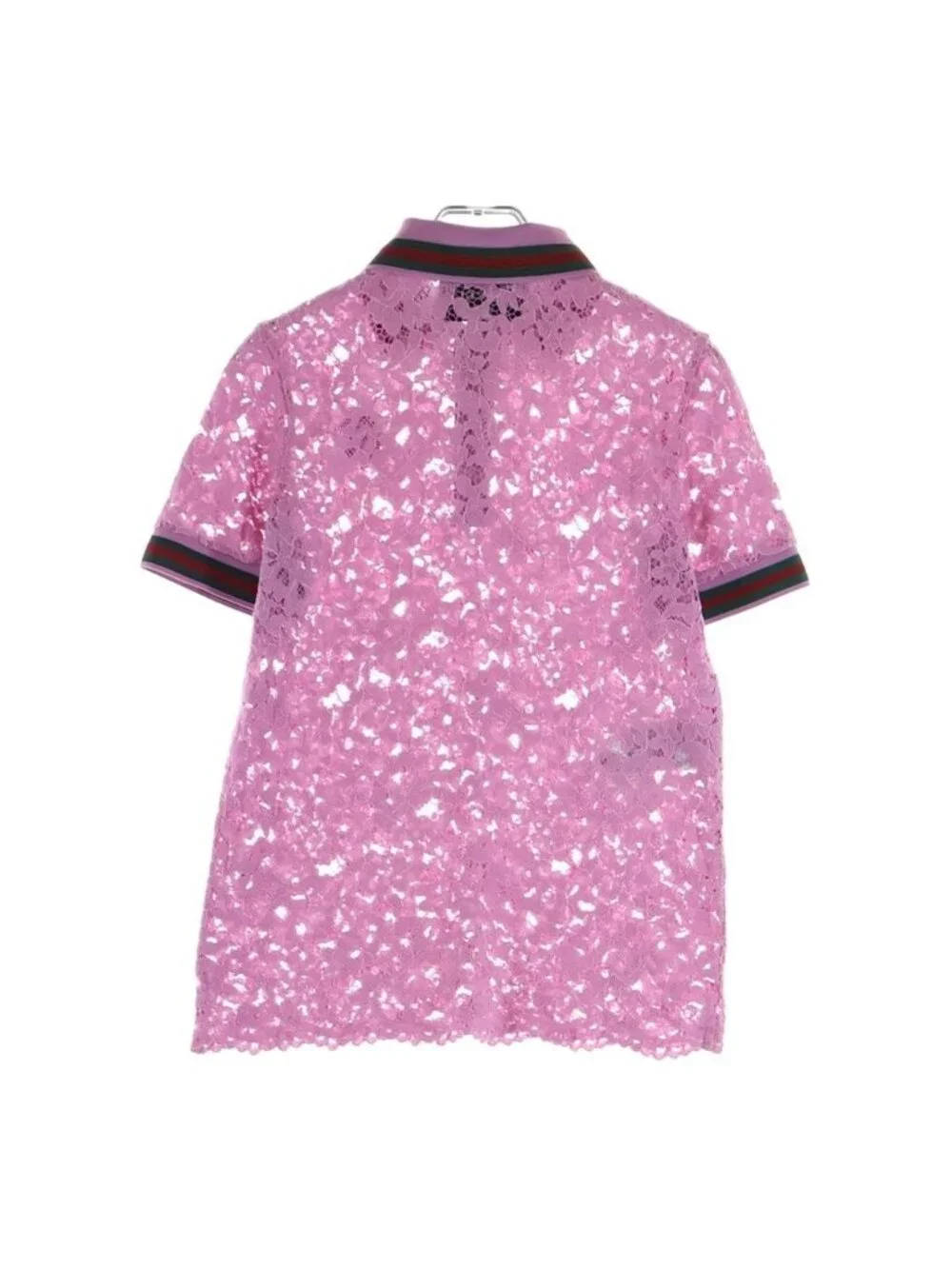 Gucci Polo Shirt Lace Short Sleeve Pink